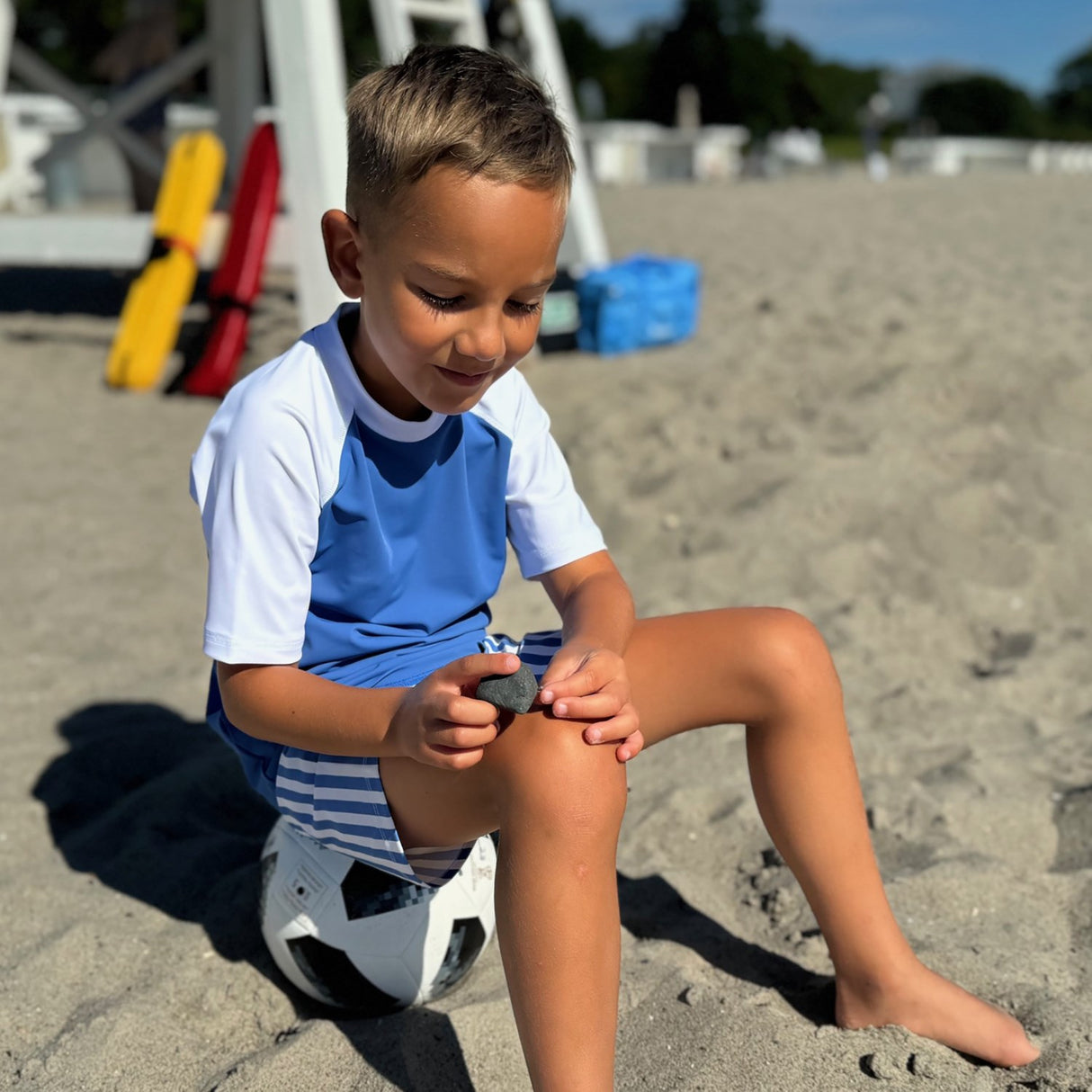 Petit Crabe Sapphire/White Raglan Uv-Swim Shirt S/S