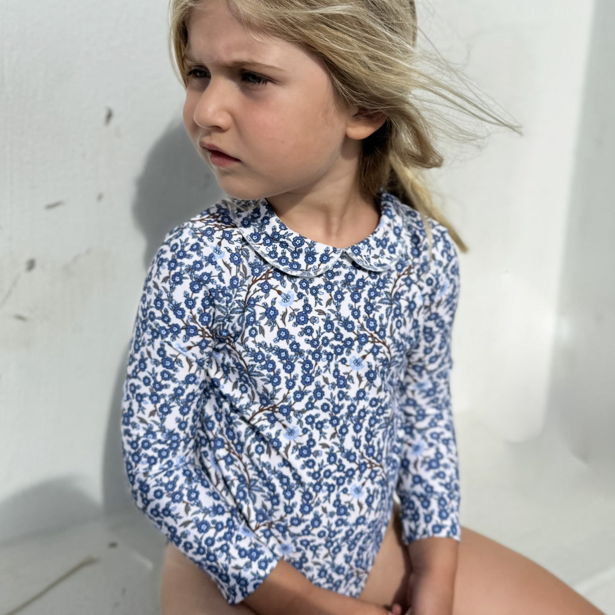 Petit Crabe Empress B Peeter Pan Collar Swimsuit L/S - Made With Liberty© Fabric