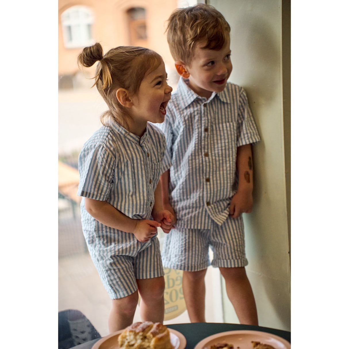THE NEW Siblings X Luksusbaby Blue Fog Striped Ojo Shirt