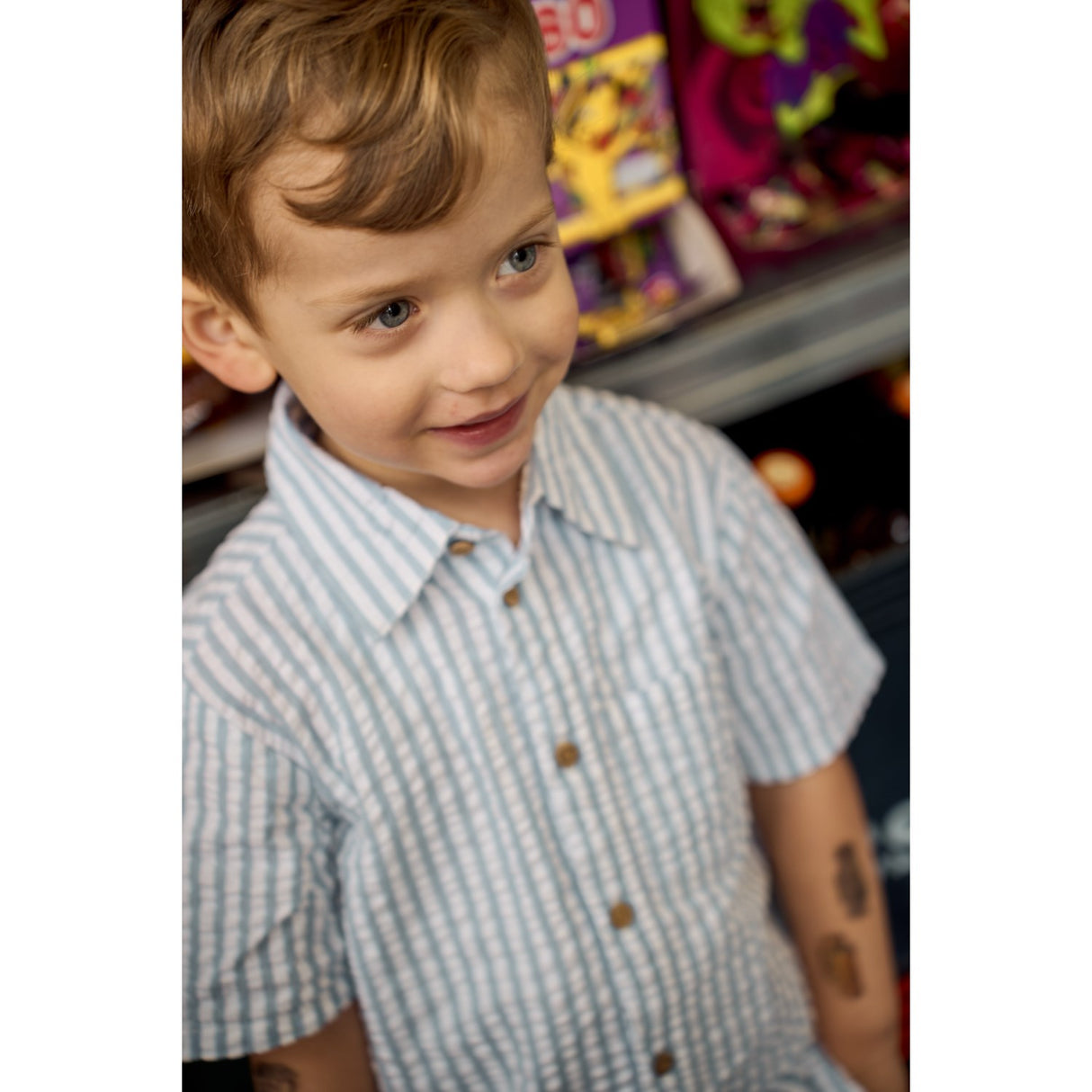 THE NEW Siblings X Luksusbaby Blue Fog Striped Ojo Shirt