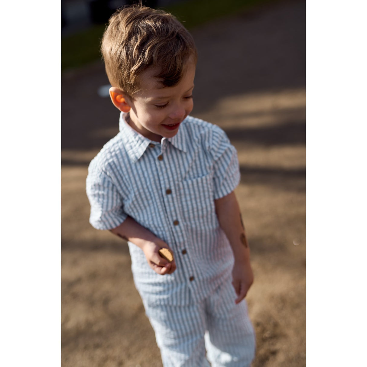 THE NEW Siblings X Luksusbaby Blue Fog Striped Ojo Shirt