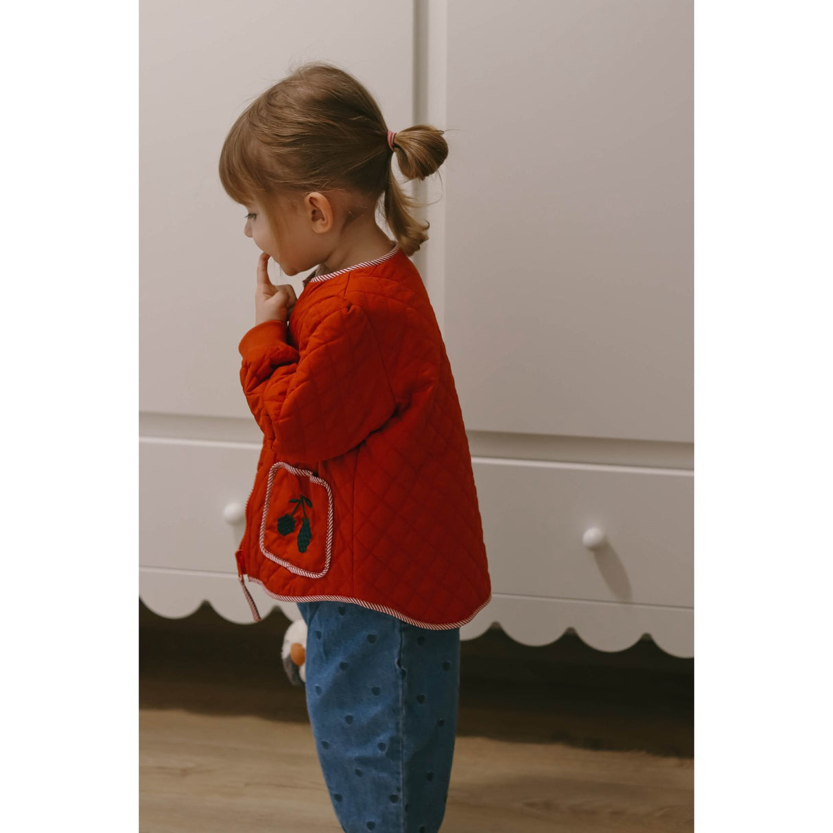 Fliink Pompeian Red Aop Kota Berry Jacket