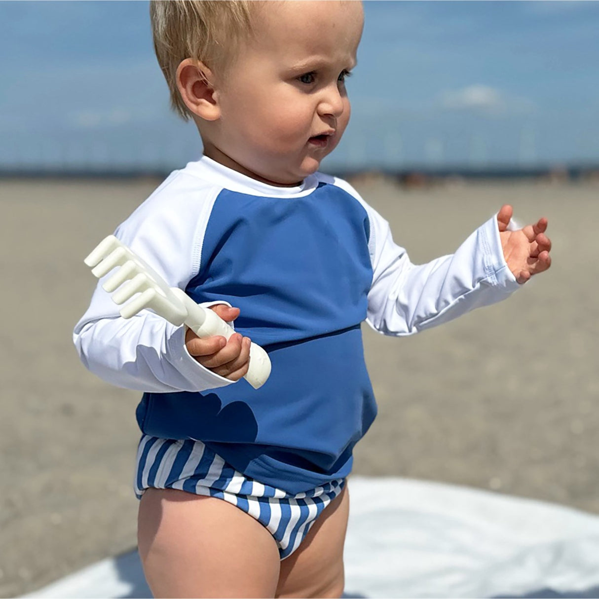 Petit Crabe Sapphire/White Raglan Uv-Shirt L/S