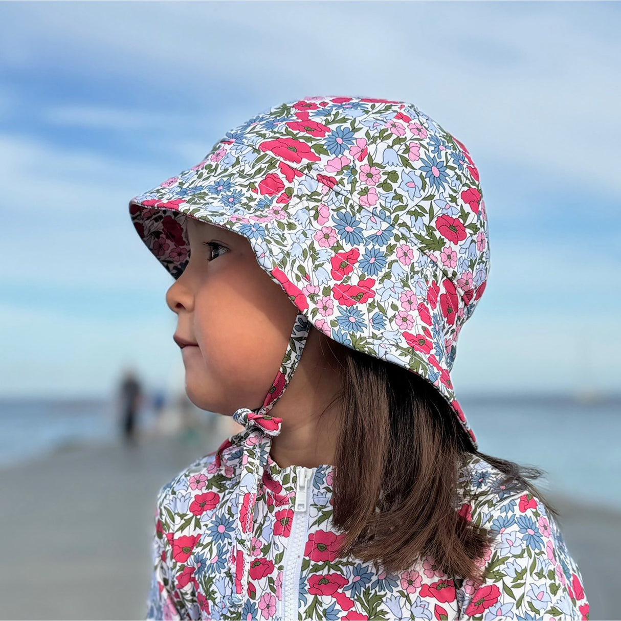 Petit Crabe Poppy & Daisy P Frey Sun hat - Made With Liberty© Fabric