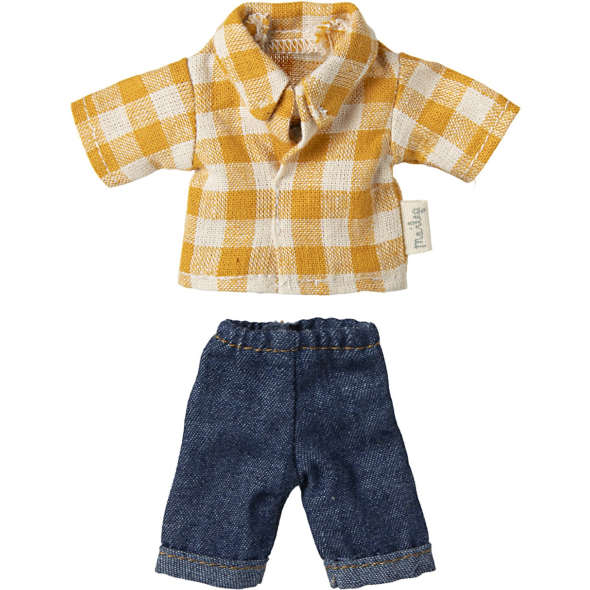 Maileg Yellow Checked Shirt And Pants, Dad Mouse