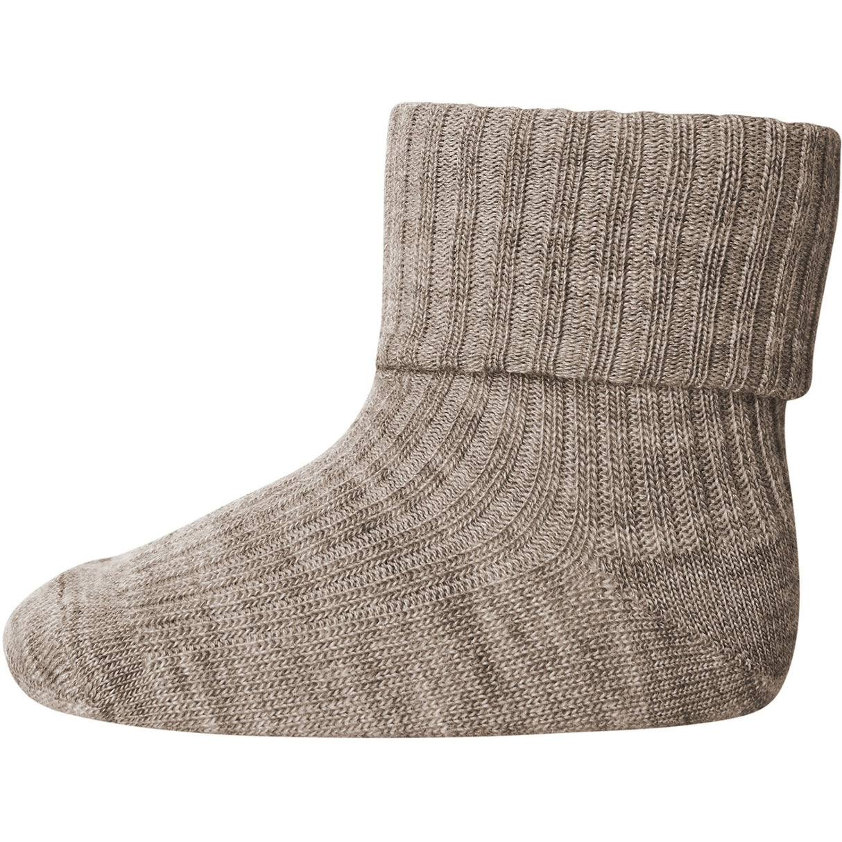 Mp Danmark Light Brown Melange Wool Rib Baby Socks