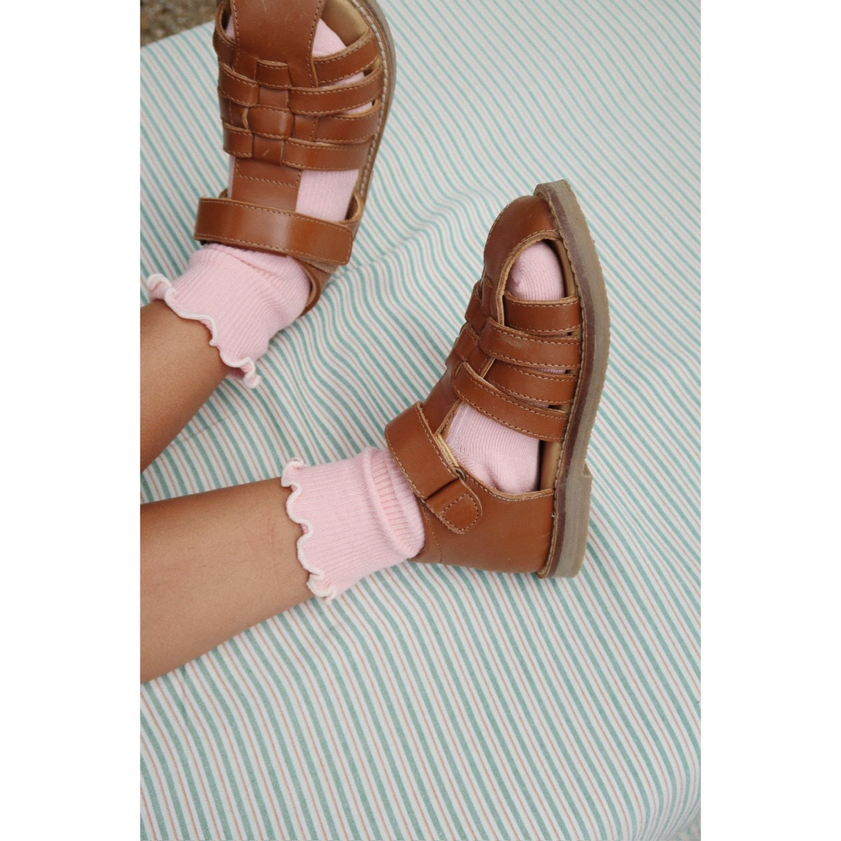Konges Sløjd Rose/Off White 2 Pack Rib Frill Socks