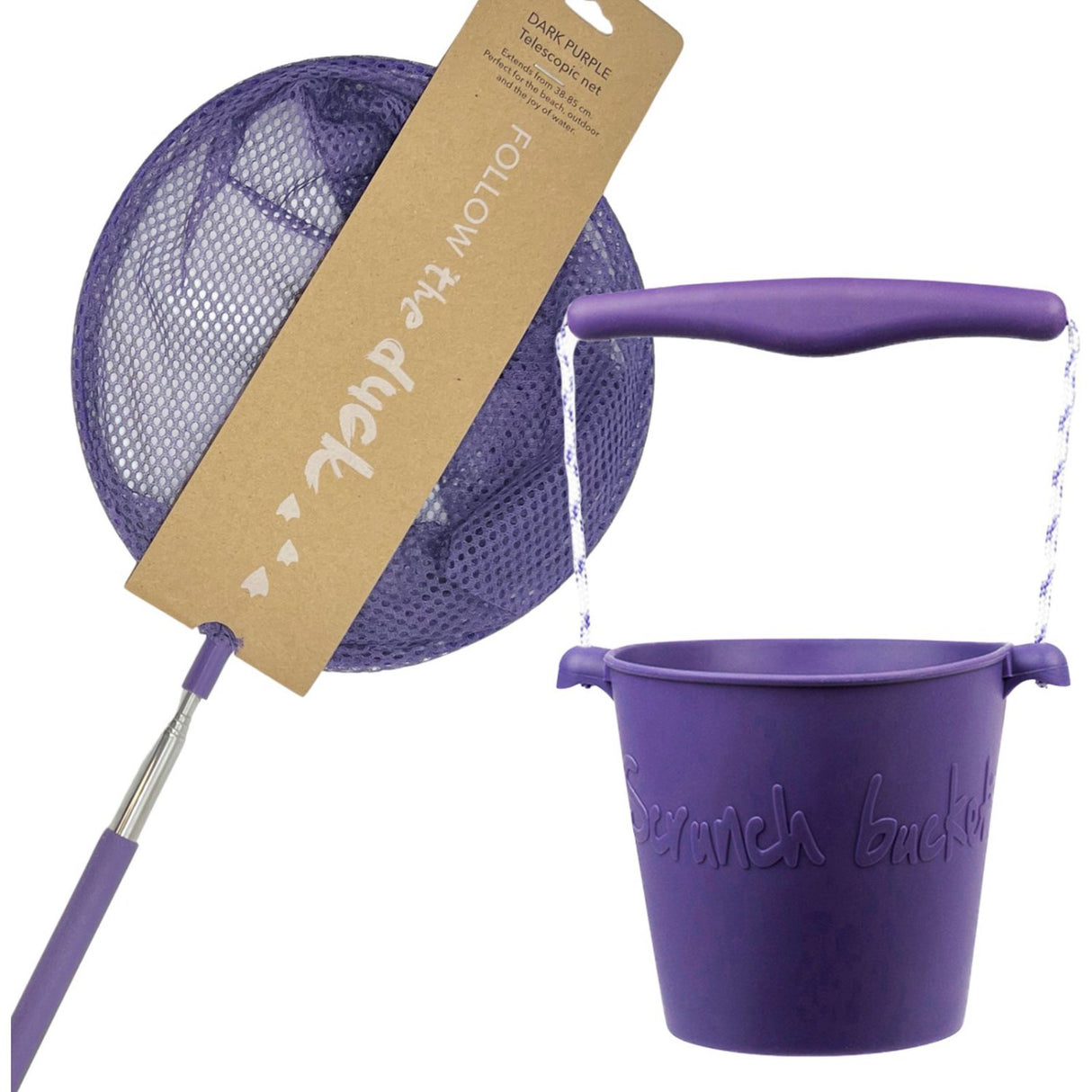 Scrunch & Follow The Duck Dark Purple Bucket And Fishing Net Bundle