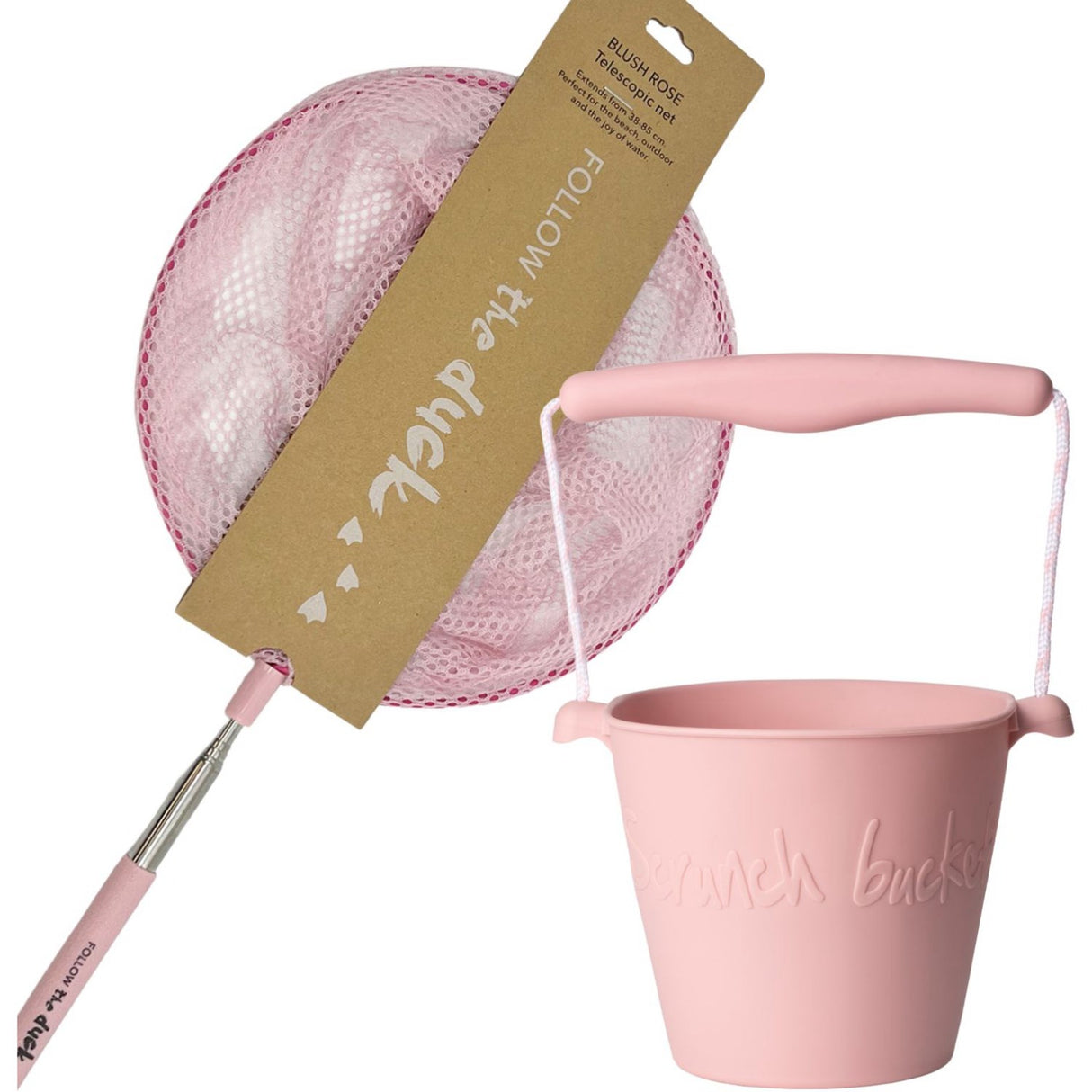Scrunch & Follow The Duck Dusty Rose Bucket And Fishing Net Bundle