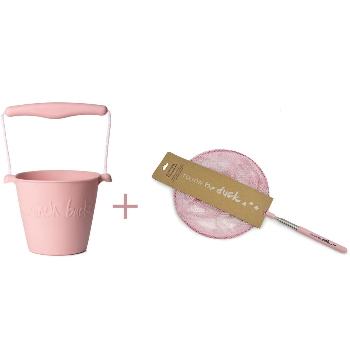 Scrunch & Follow The Duck Dusty Rose Bucket And Fishing Net Bundle