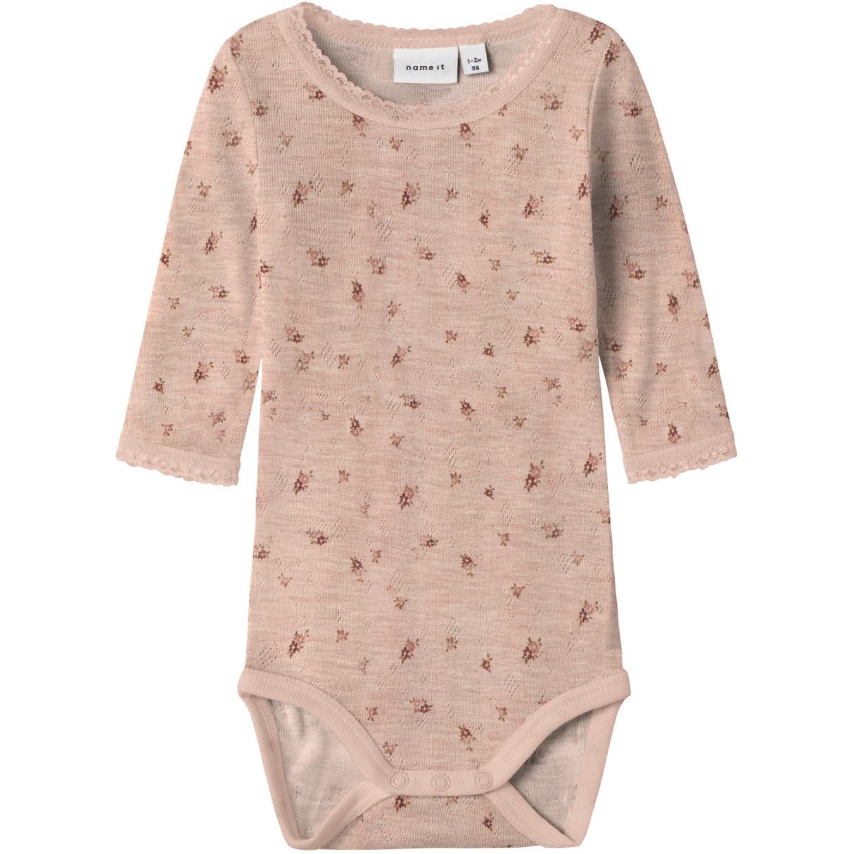 Name It Shadow Gray Small Flowers Nbfwang Wool Needle Ls Body Noos