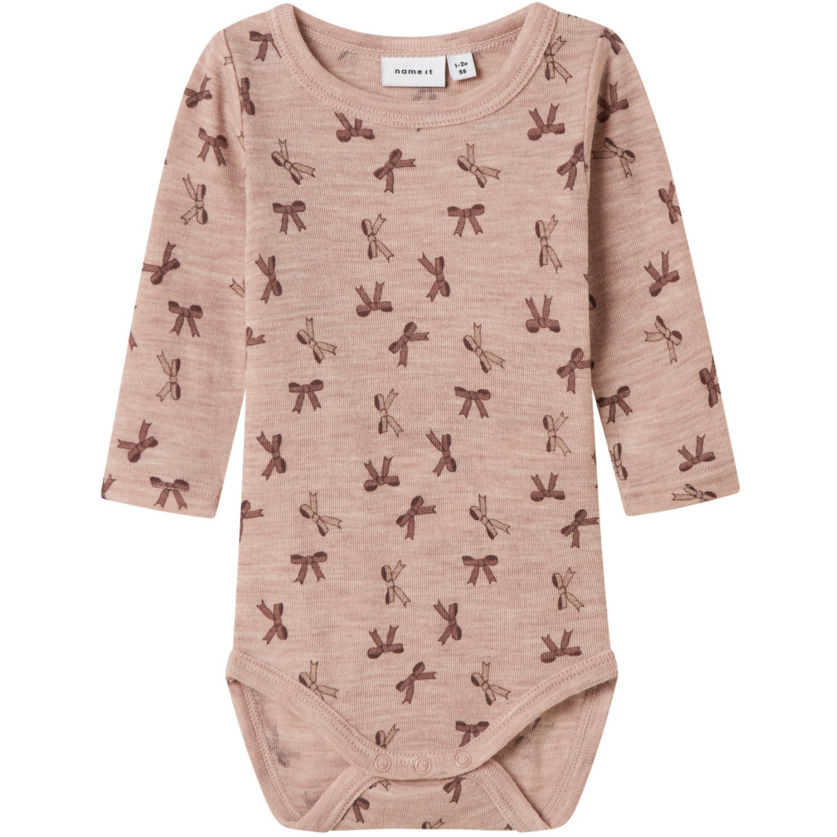 Name It Shadow Gray Bows Nbfwang Wool Rib Ls Body Aop