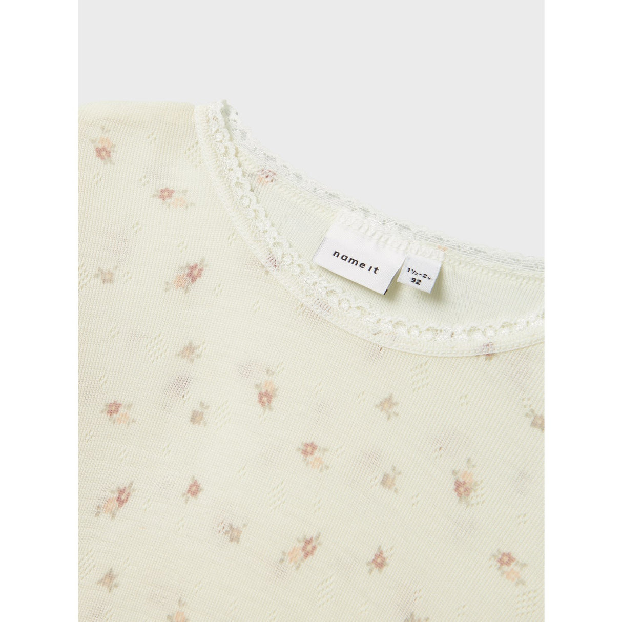 Name It Snow White Small Flowers Nmfwang Wool Needle Ls Top Noos