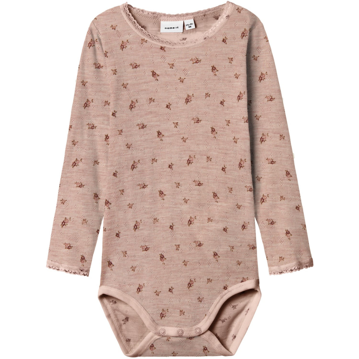 Name It Shadow Gray Small Flowers Nmfwang Wool Needle Ls Body