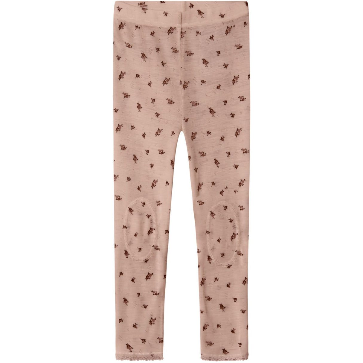 Name It Shadow Gray Small Flowers Nmfwang Wool Needle Leggings Noos