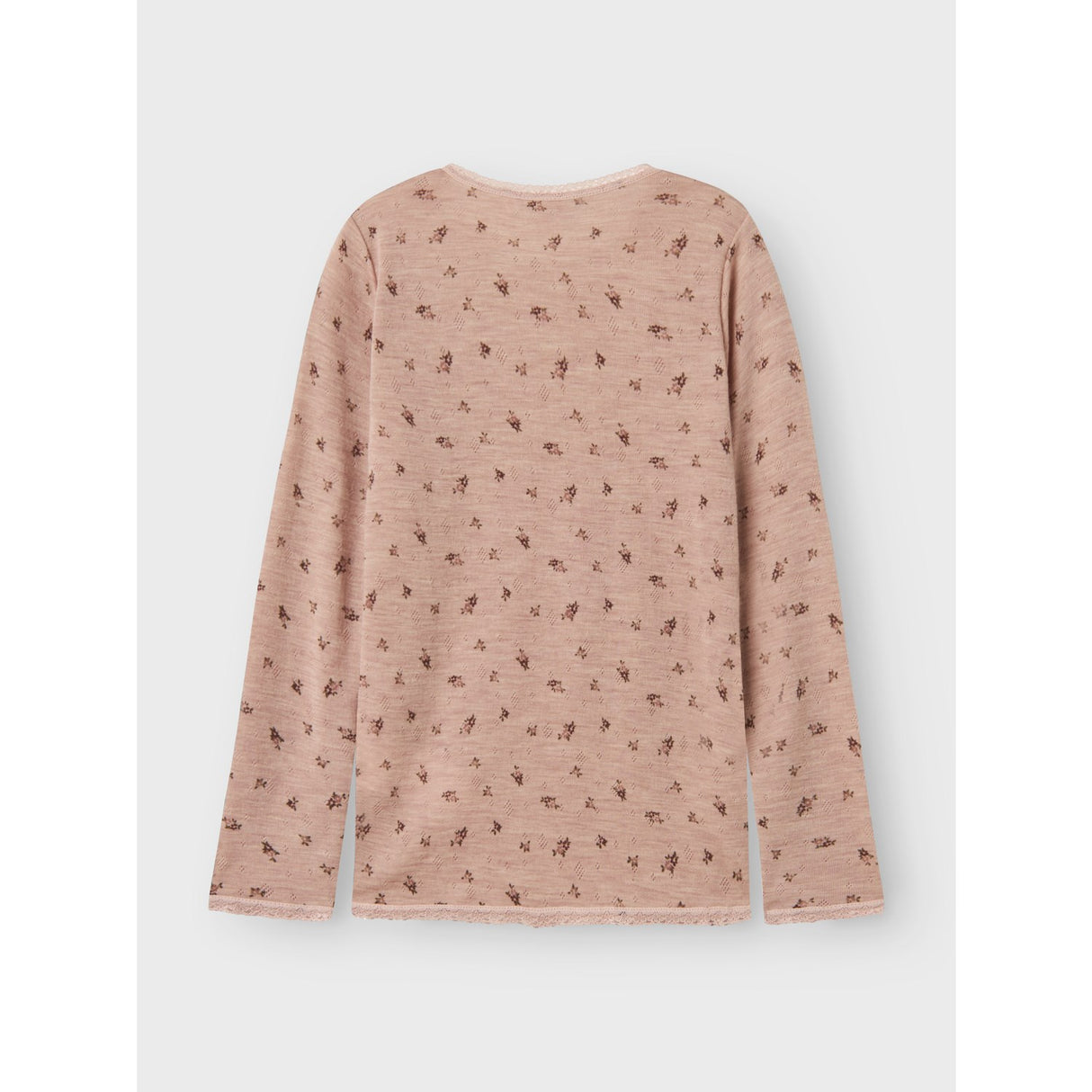 Name It Shadow Gray Small Flowers Nkfwang Wool Needle Ls Top