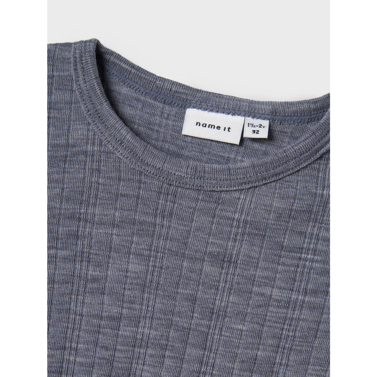 Name It Folkstone Gray Nmmwang Wool Needle Ls Top Solid Noos