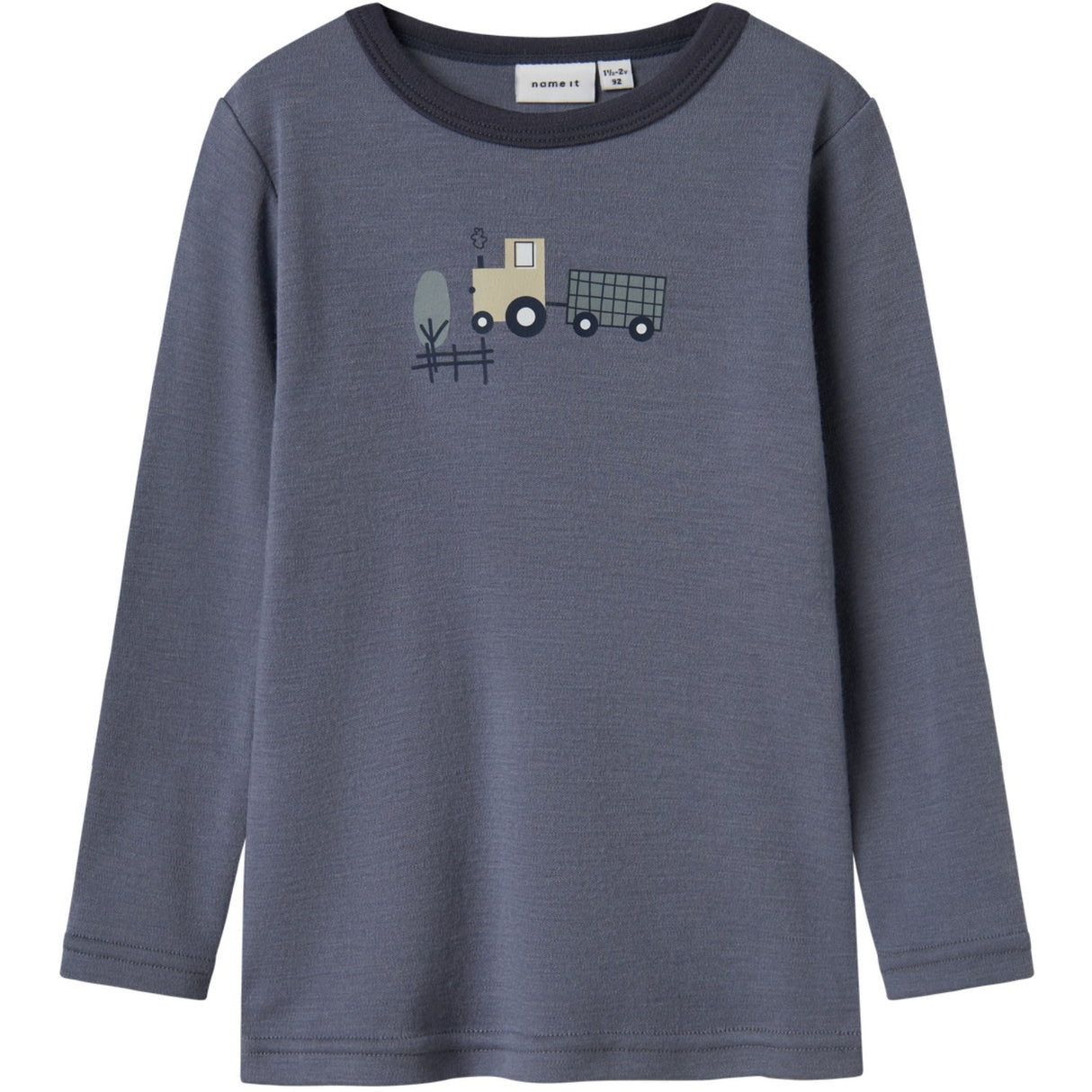 Name It Folkstone Gray Tractor Nmmwillit Wool Ls Top
