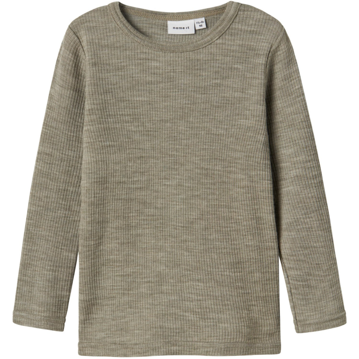 Name It Dried Sage Nmnwax Wool Rib Ls Top Noos