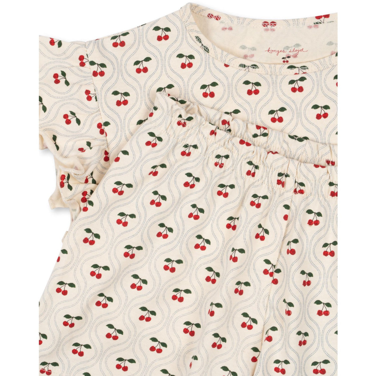 Konges Sløjd Cherry Motif Lin Frill Set Gots