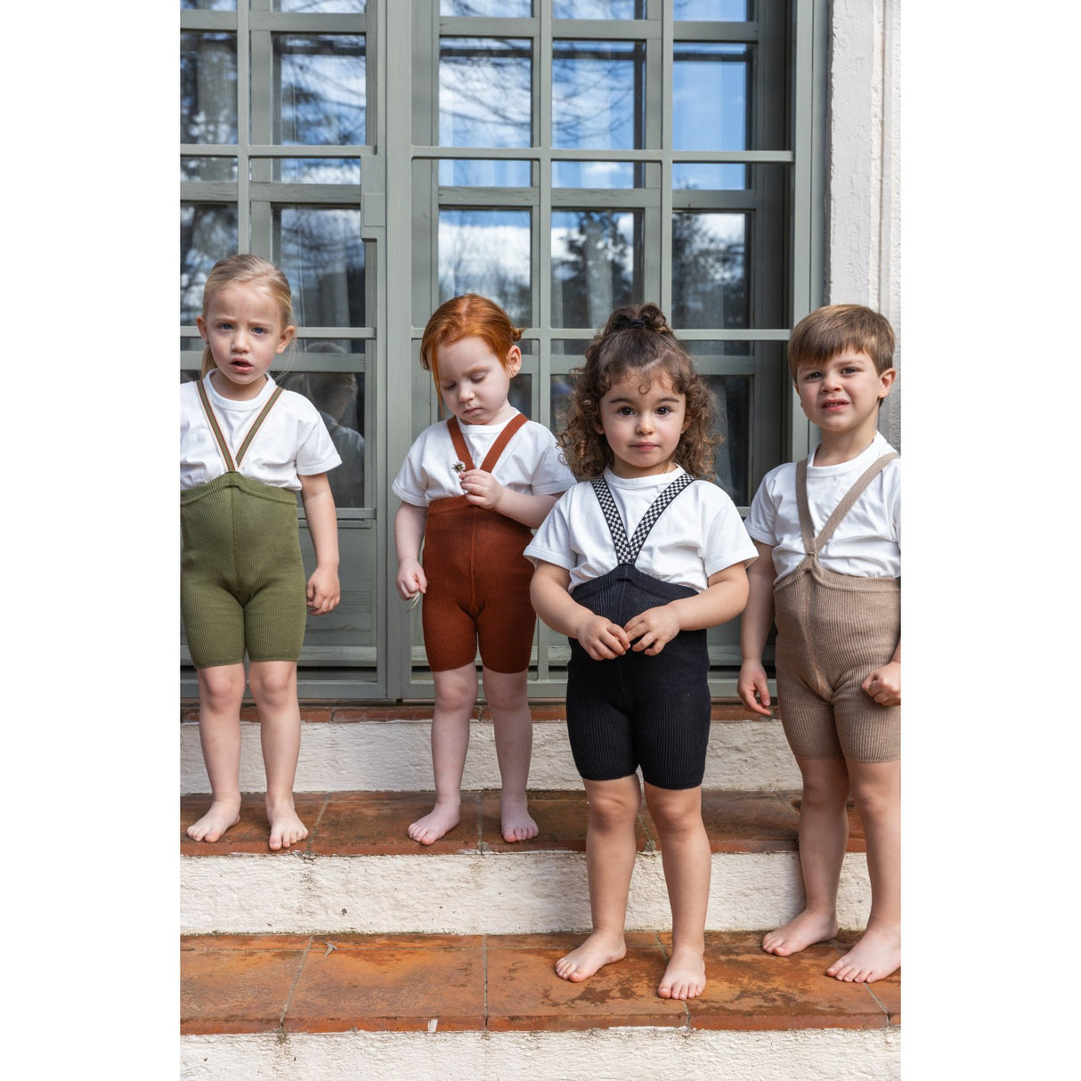 Silly Silas Olive Striped Shorty Tights With Braces