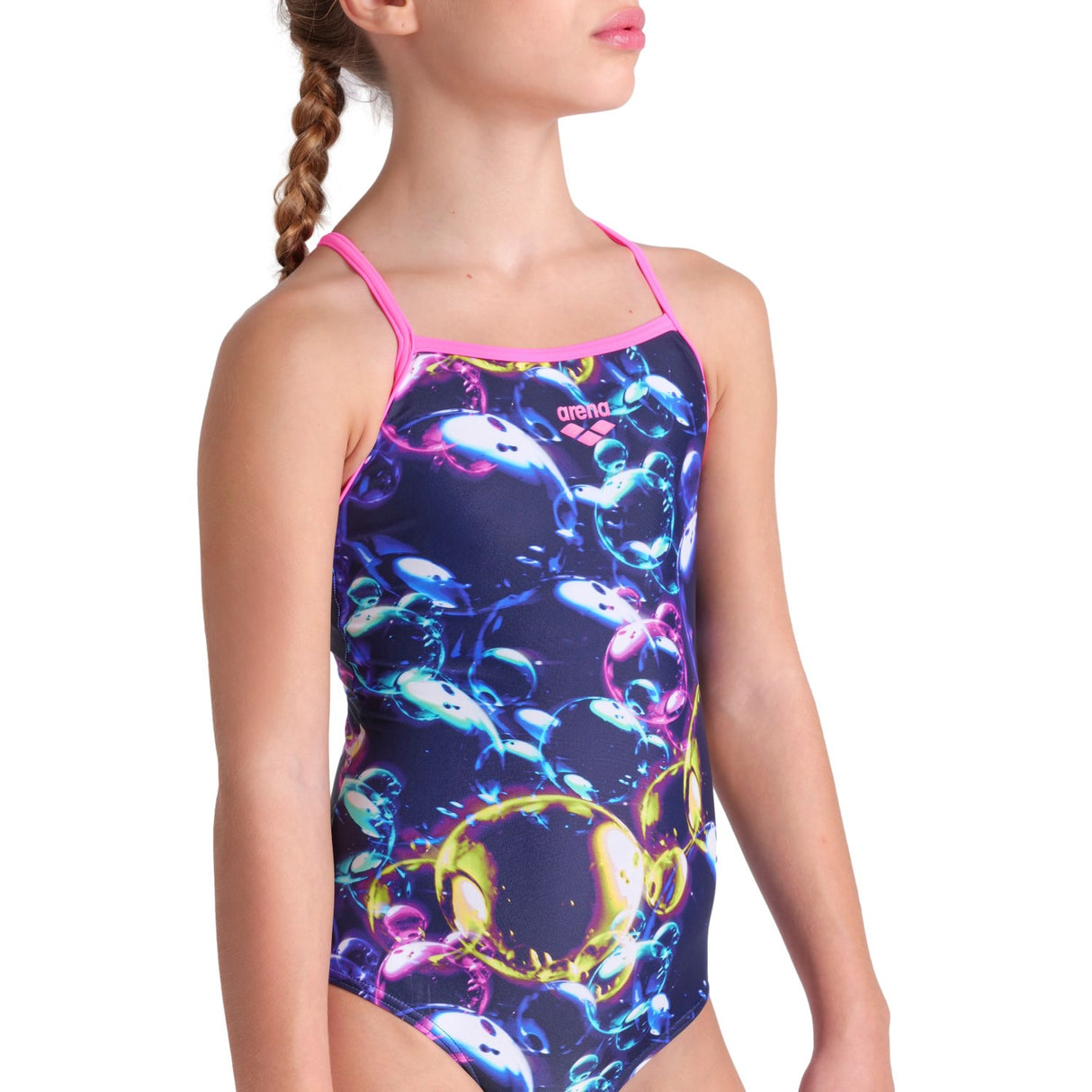 Arena Multi Girl'S Arena Soap Bubbles Swimsuit Light Drop Back