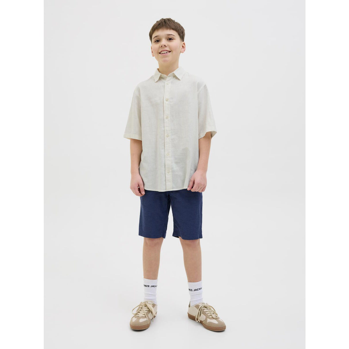 Jack & Jones Junior Antique White Jorparos Oversized Shirt Ss Jnr