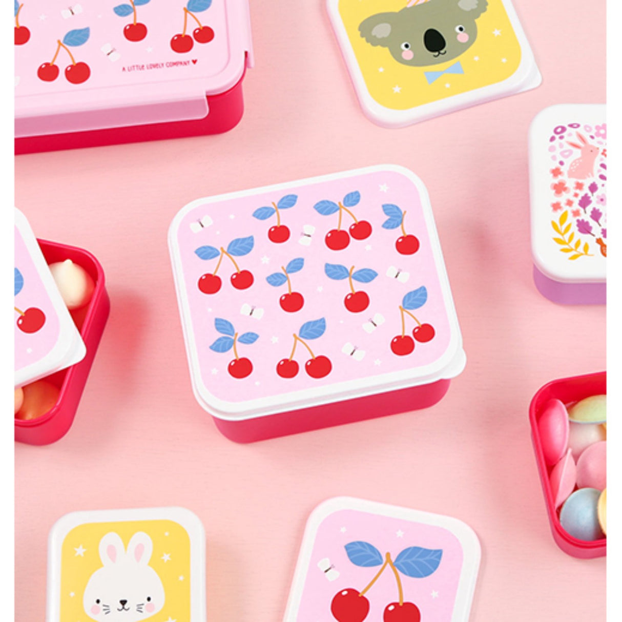 A Little Lovely Company Cherries Lunch & Snack Box Set