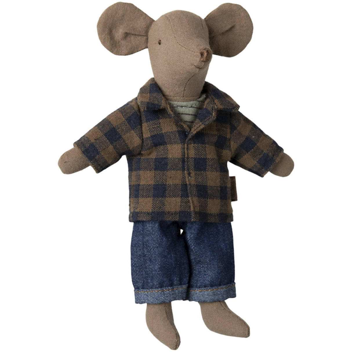 Maileg Brown Checked Shirt And Pants, Dad Mouse