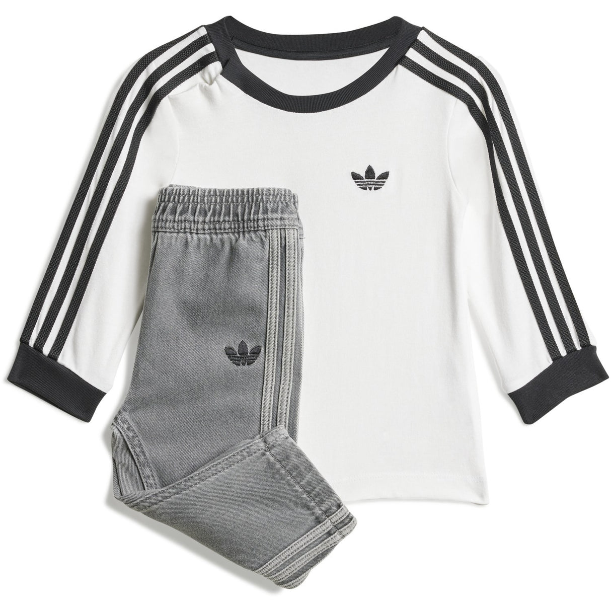 adidas Originals White/Black Denim Ls Set