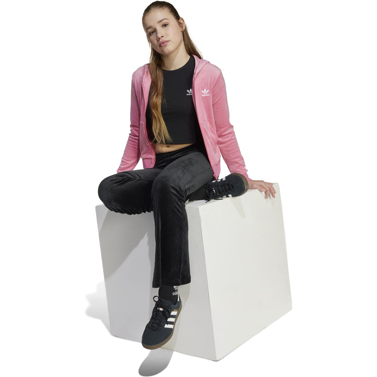 adidas Originals Black/White Velour Pants