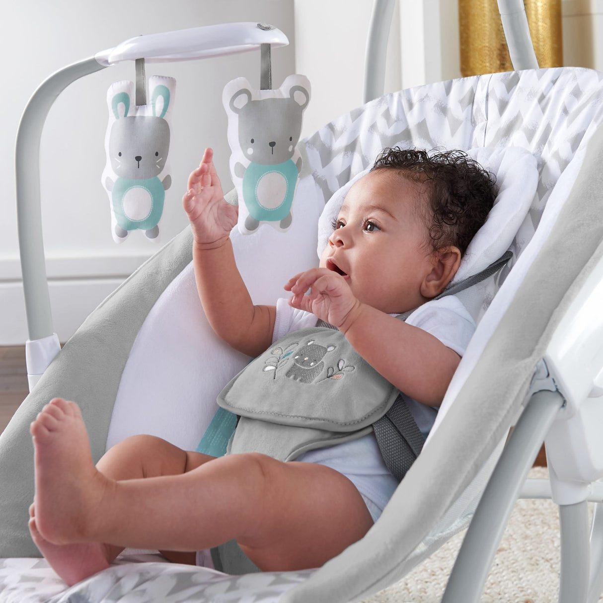Ingenuity Grey Simplecomfort™ Compact Soothing Swing & Rocker™ - Raylan™