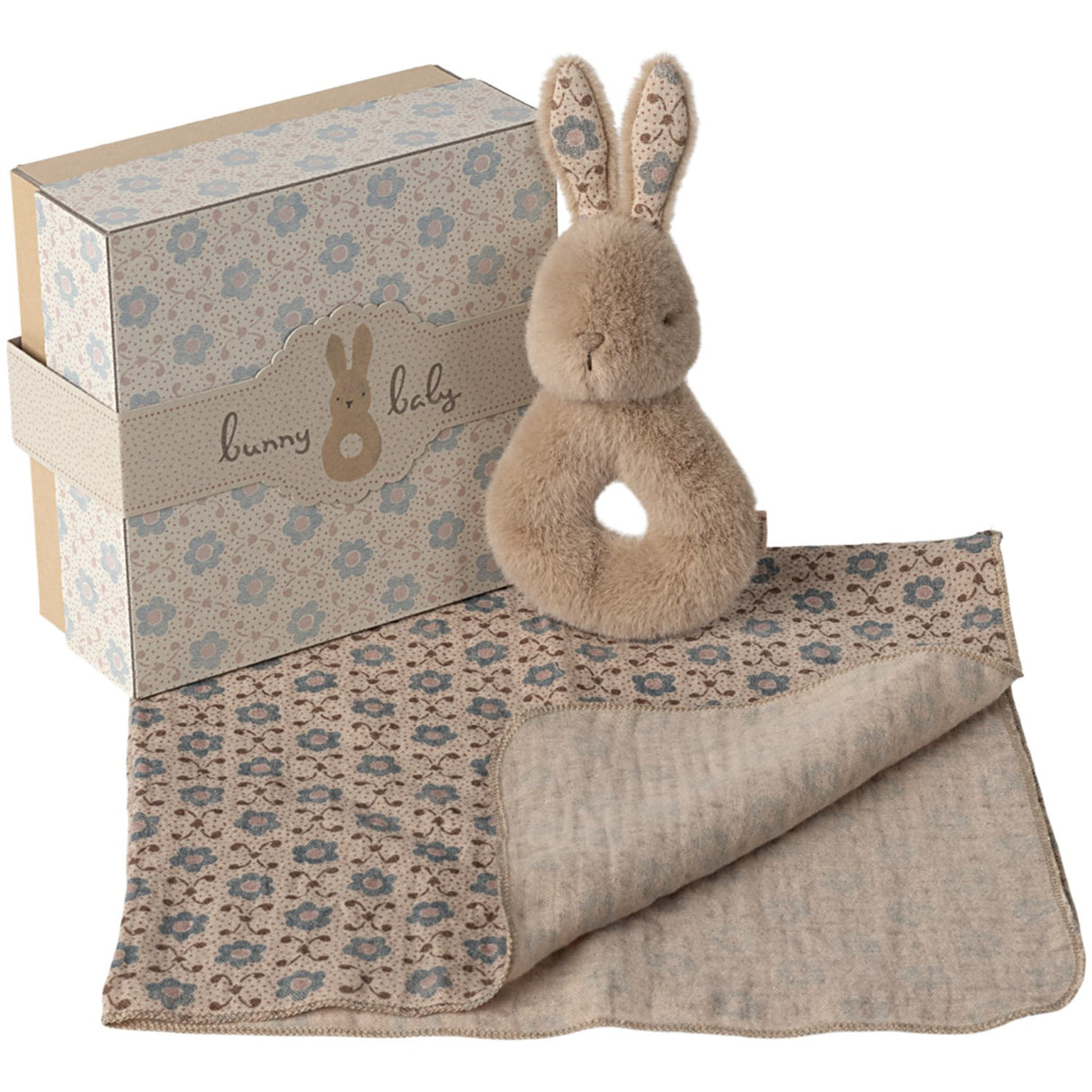 Maileg Rabbit Rattle Set - Cream Peach