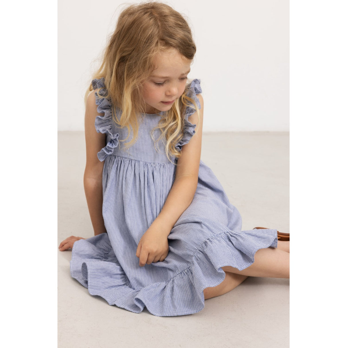 MarMar Fine Cotton Navy Stripe Danita Frill Dress