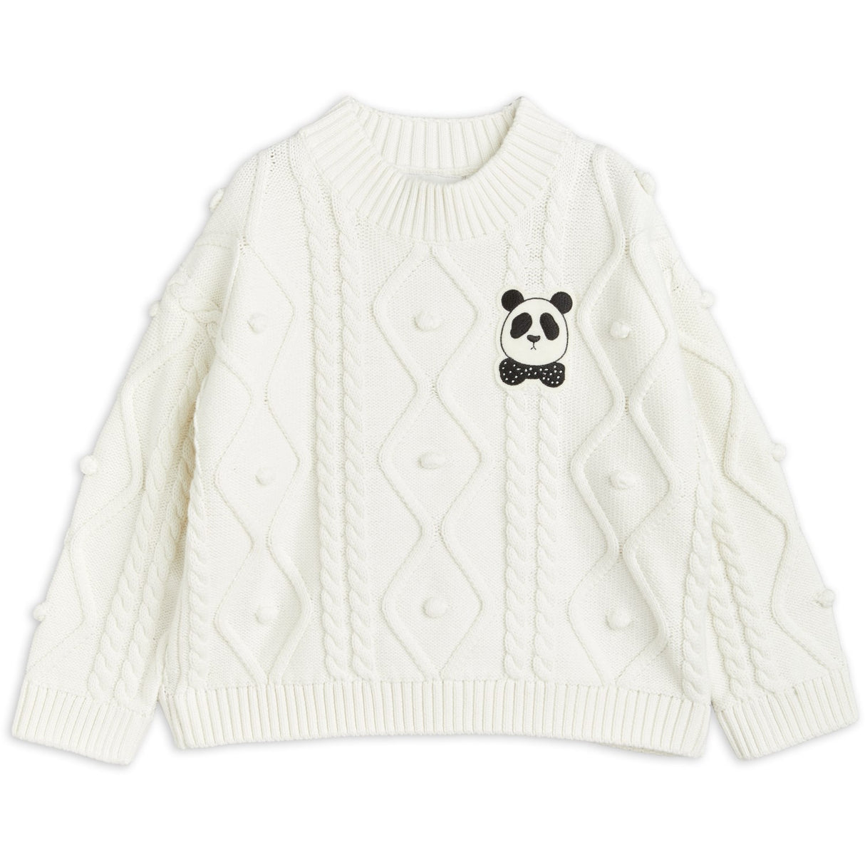 Mini Rodini Offwhite Panda Texture Knit Sweater