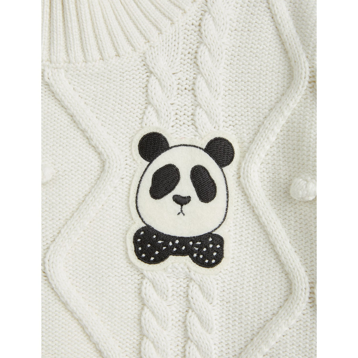 Mini Rodini Offwhite Panda Texture Knit Sweater