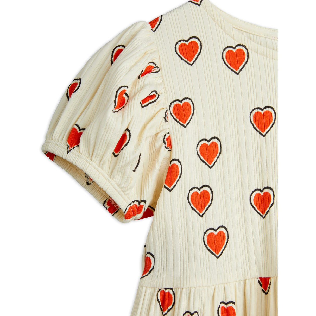 Mini Rodini Offwhite Outlined Hearts AOP Dress