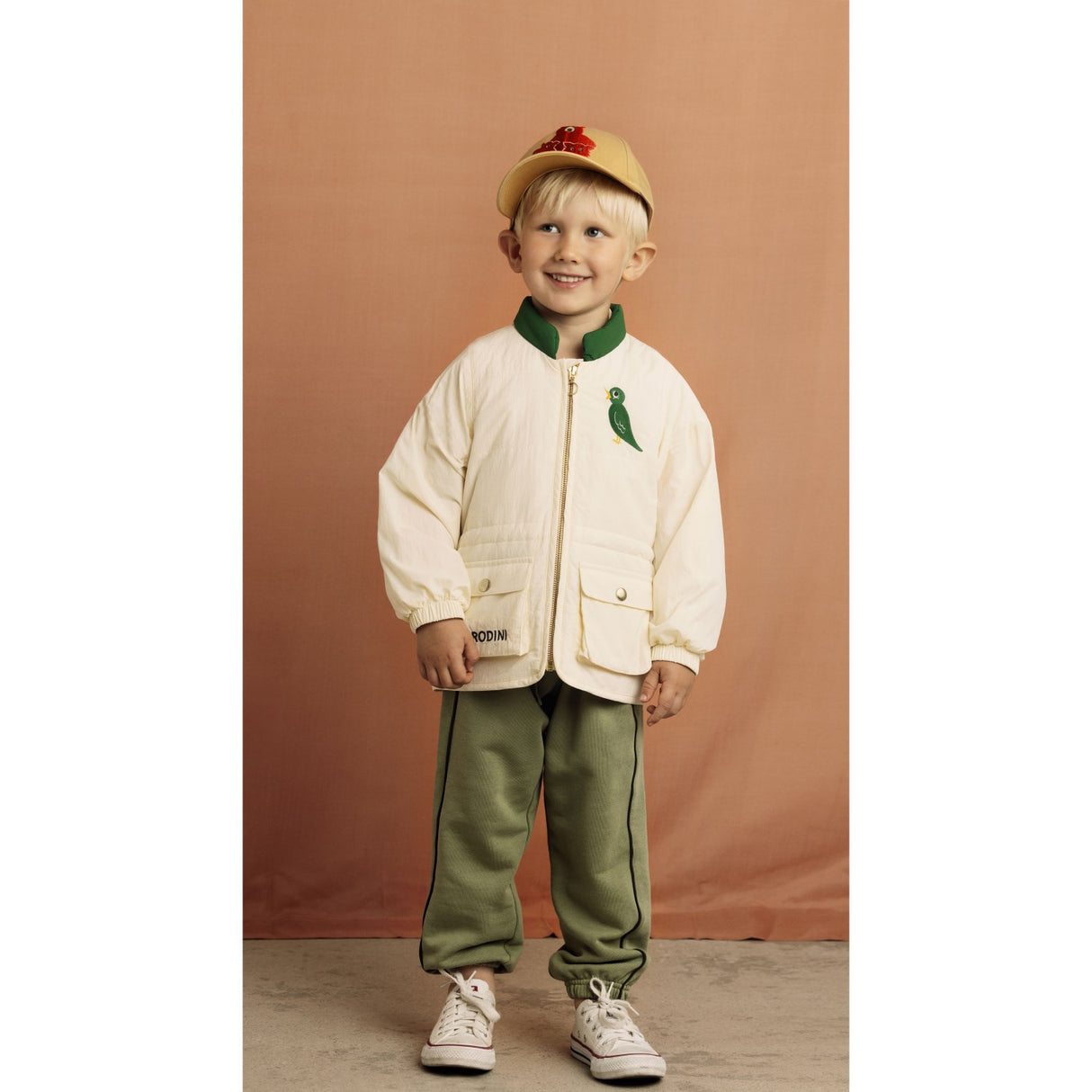 Mini Rodini Green Plain Piping Sweatpants