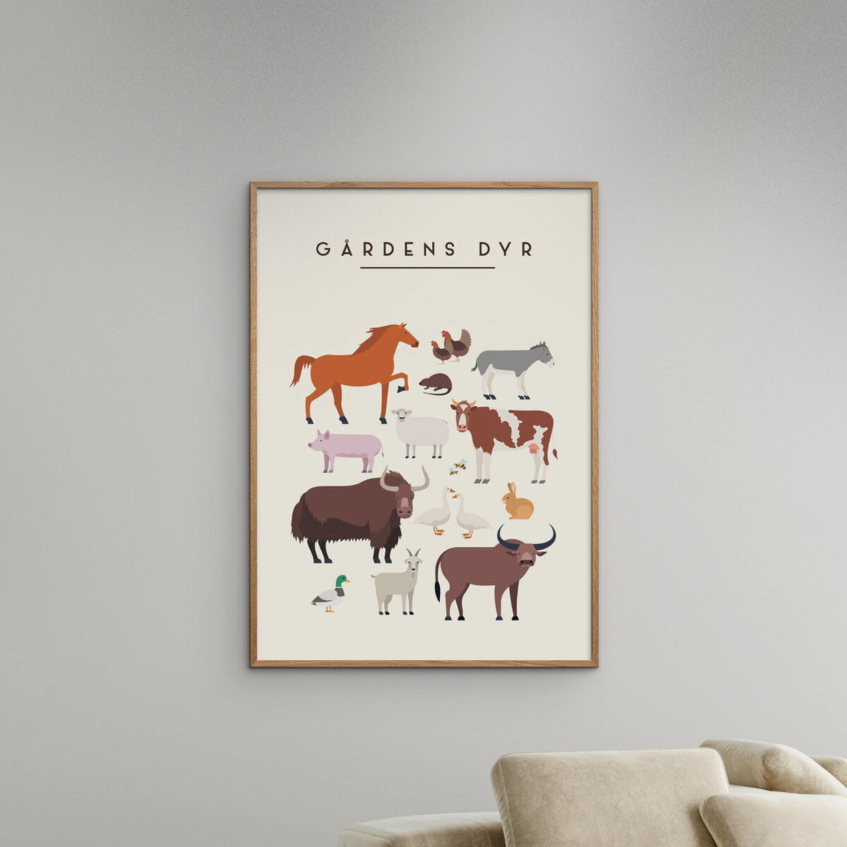 Poster & Frame Citatplakat - Gårdens Dyr – Børneplakat