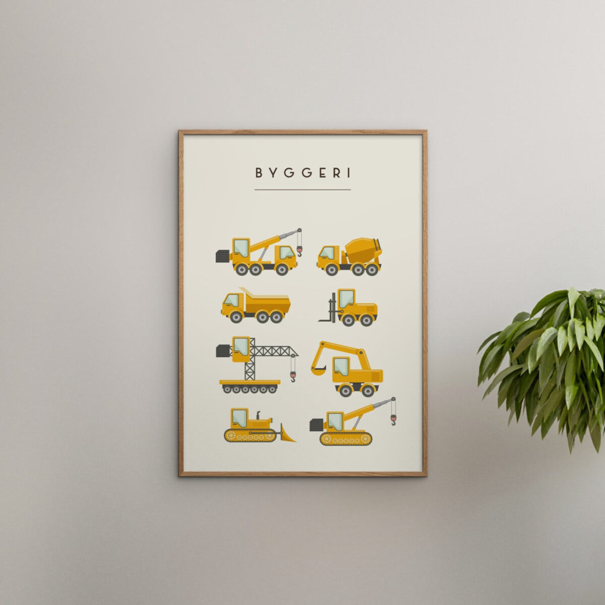 Poster & Frame Citatplakat - Byggeri Maskiner – Børneplakat