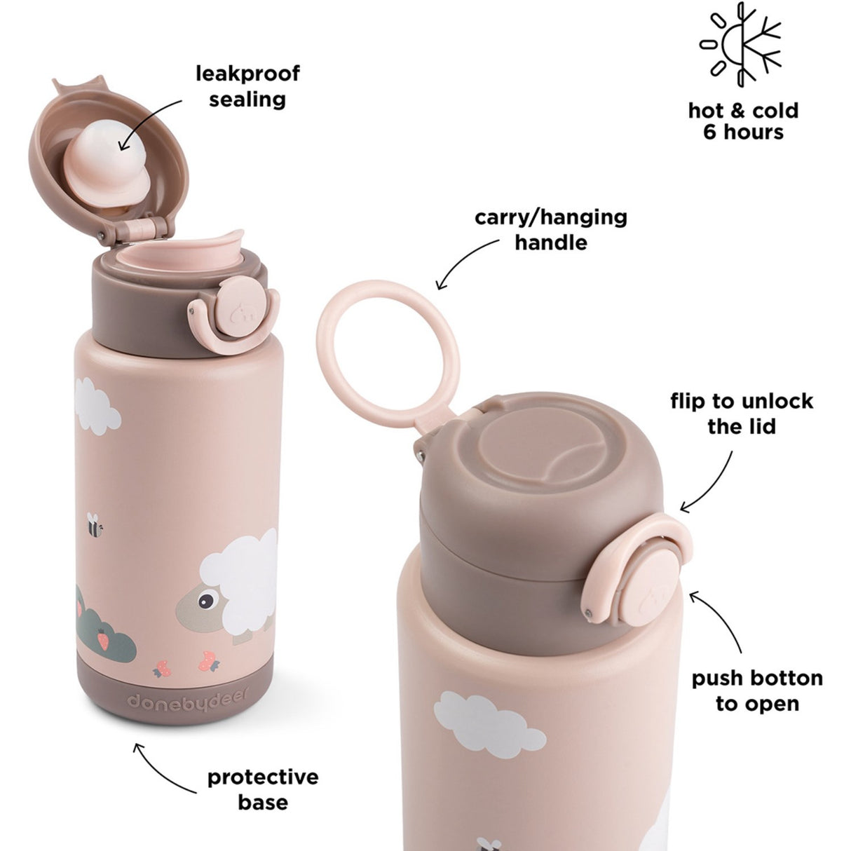 DonebyDeer Powder Thermal Bottle Tiny Farm 340 Ml