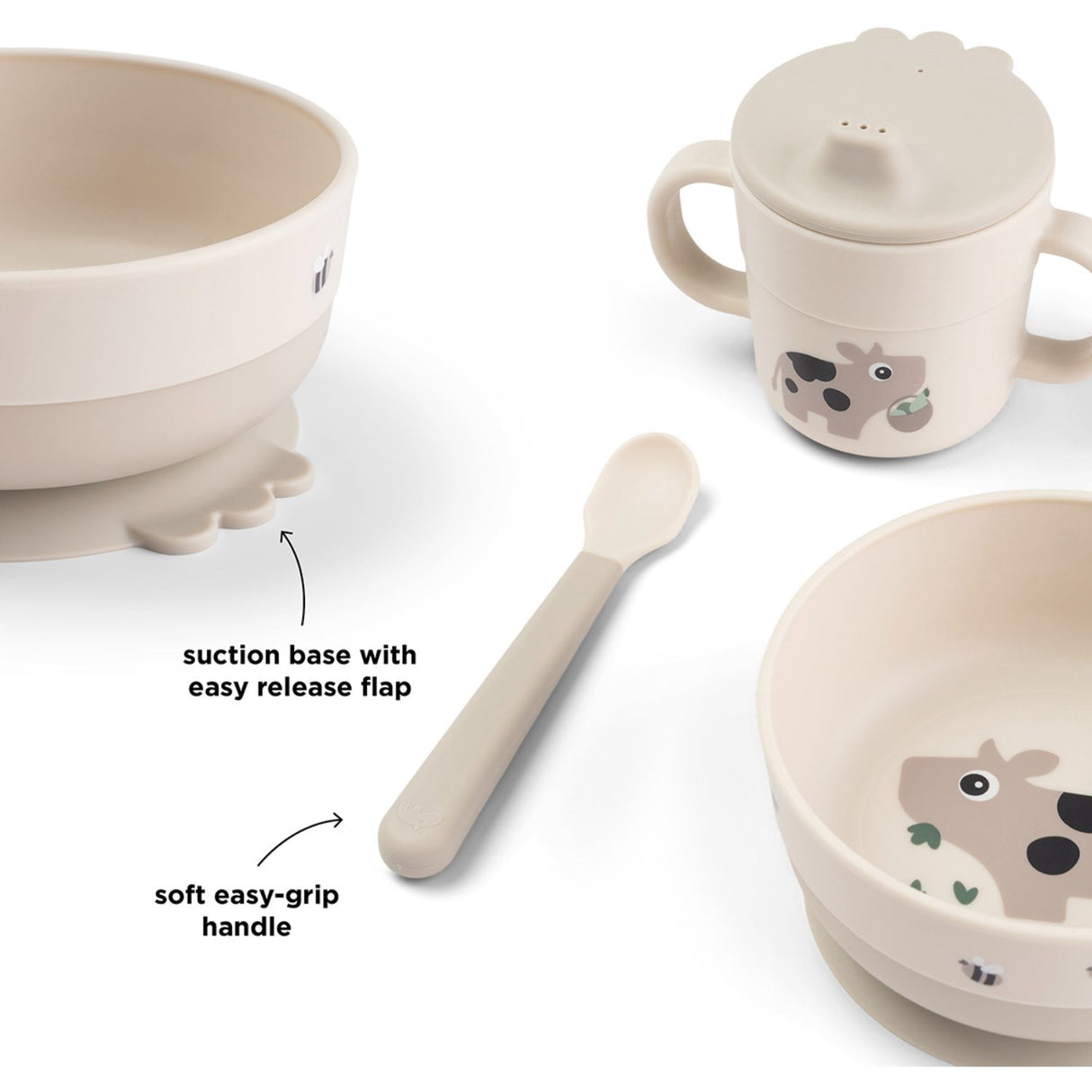 DonebyDeer Sand Foodie First Dinner Set With Suction Tiny Farm