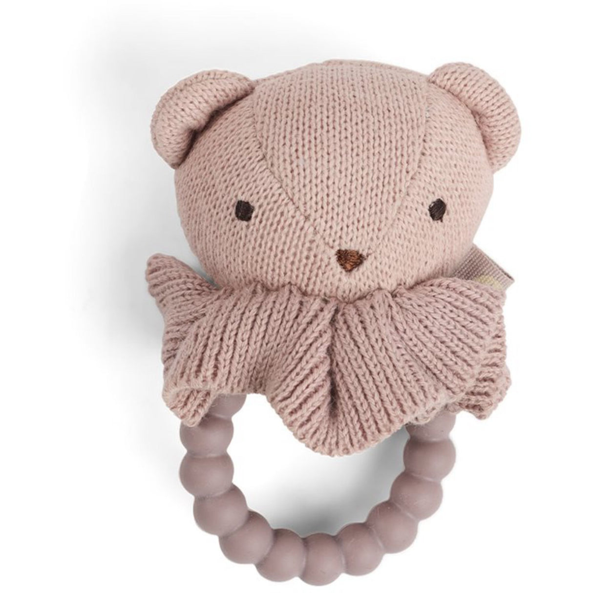 Smallstuff Light Rose Rattle Teddy With Silicone Ring