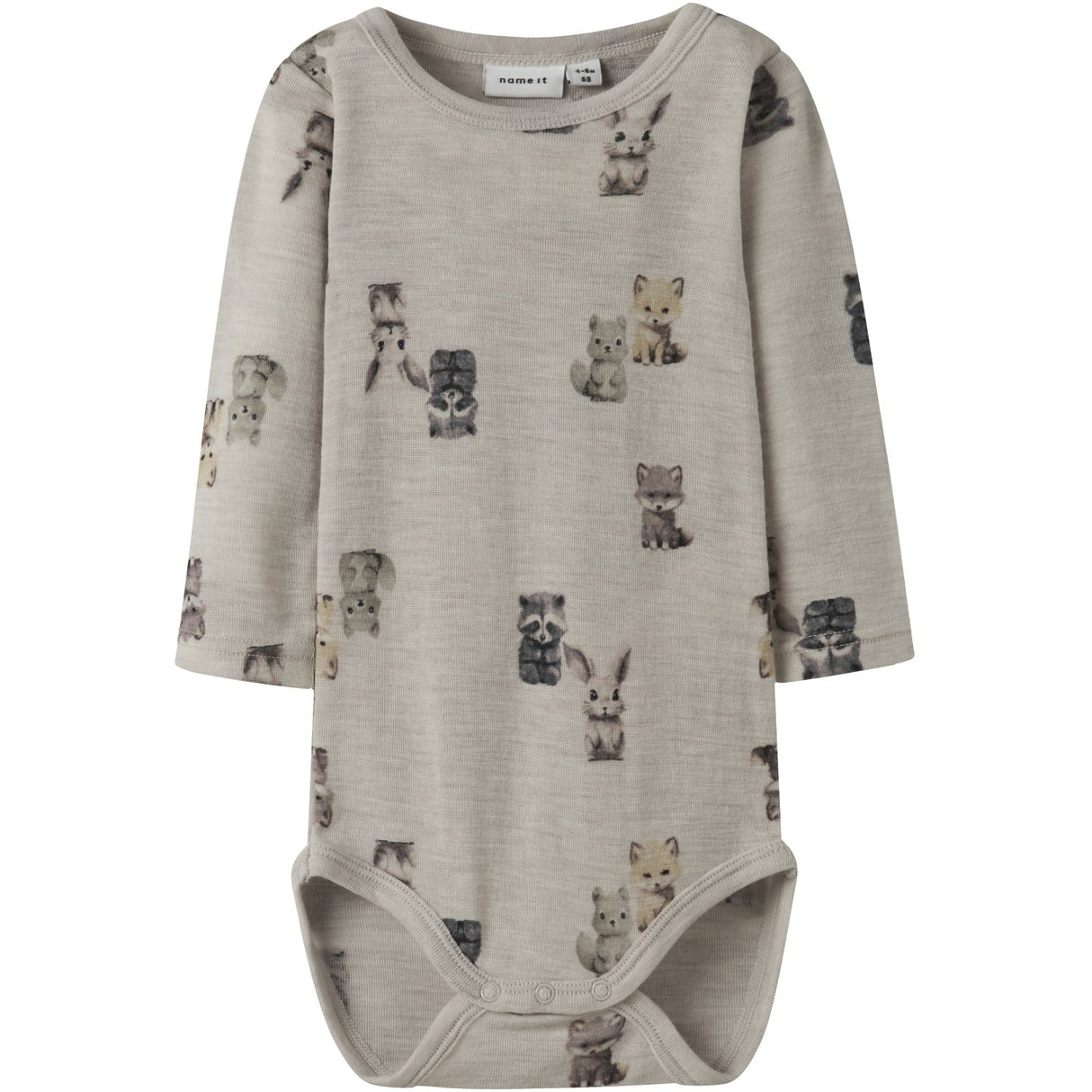 Name It Nacreous Cloud Forest Animals Nbmwang Wool Rib Ls Body Aop