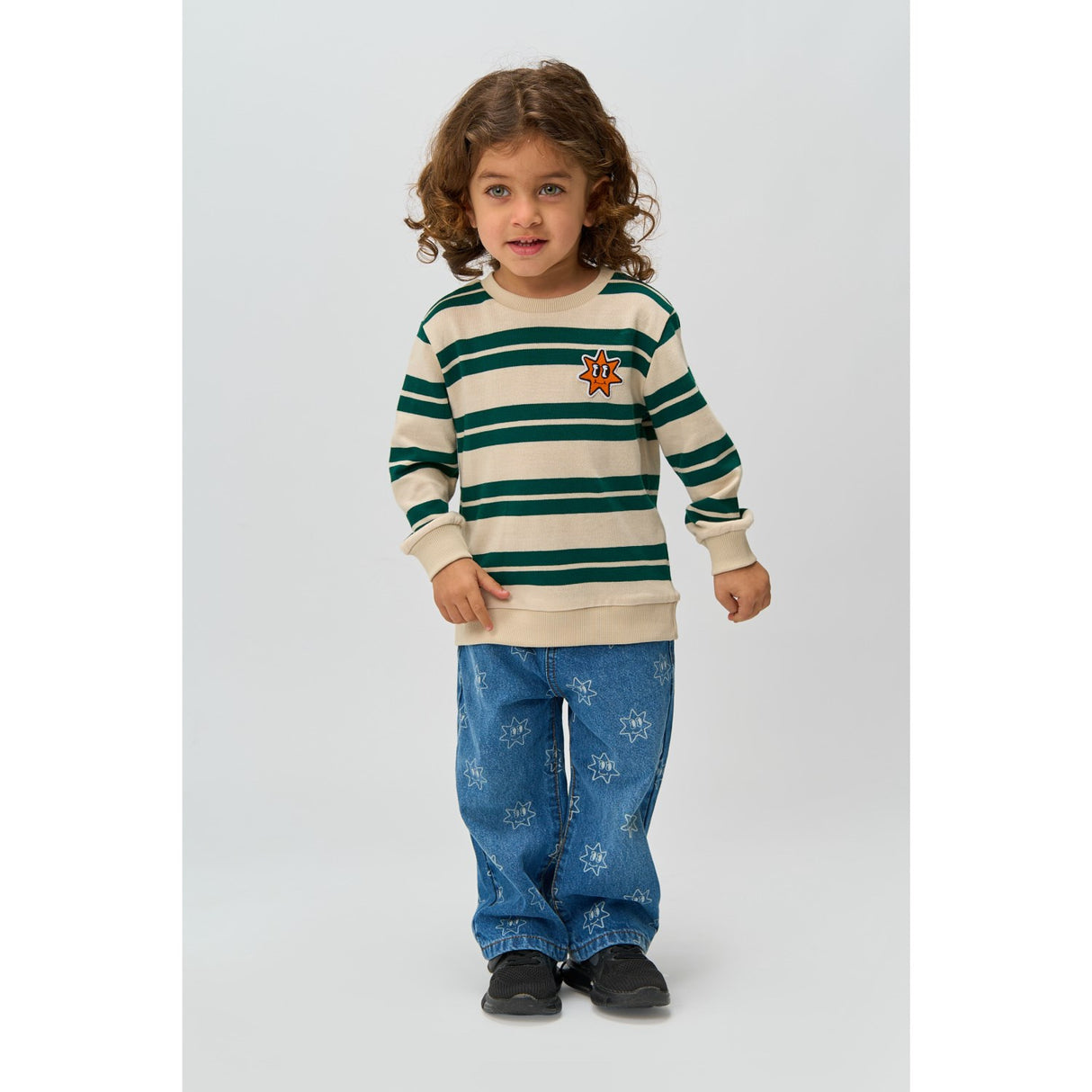 THE NEW Siblings Deep Teal Striped Robbie Knit Sweatshirt