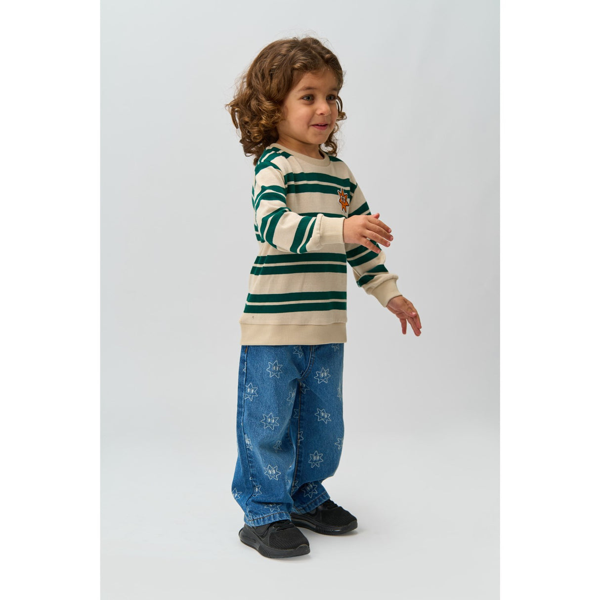 THE NEW Siblings Deep Teal Striped Robbie Knit Sweatshirt