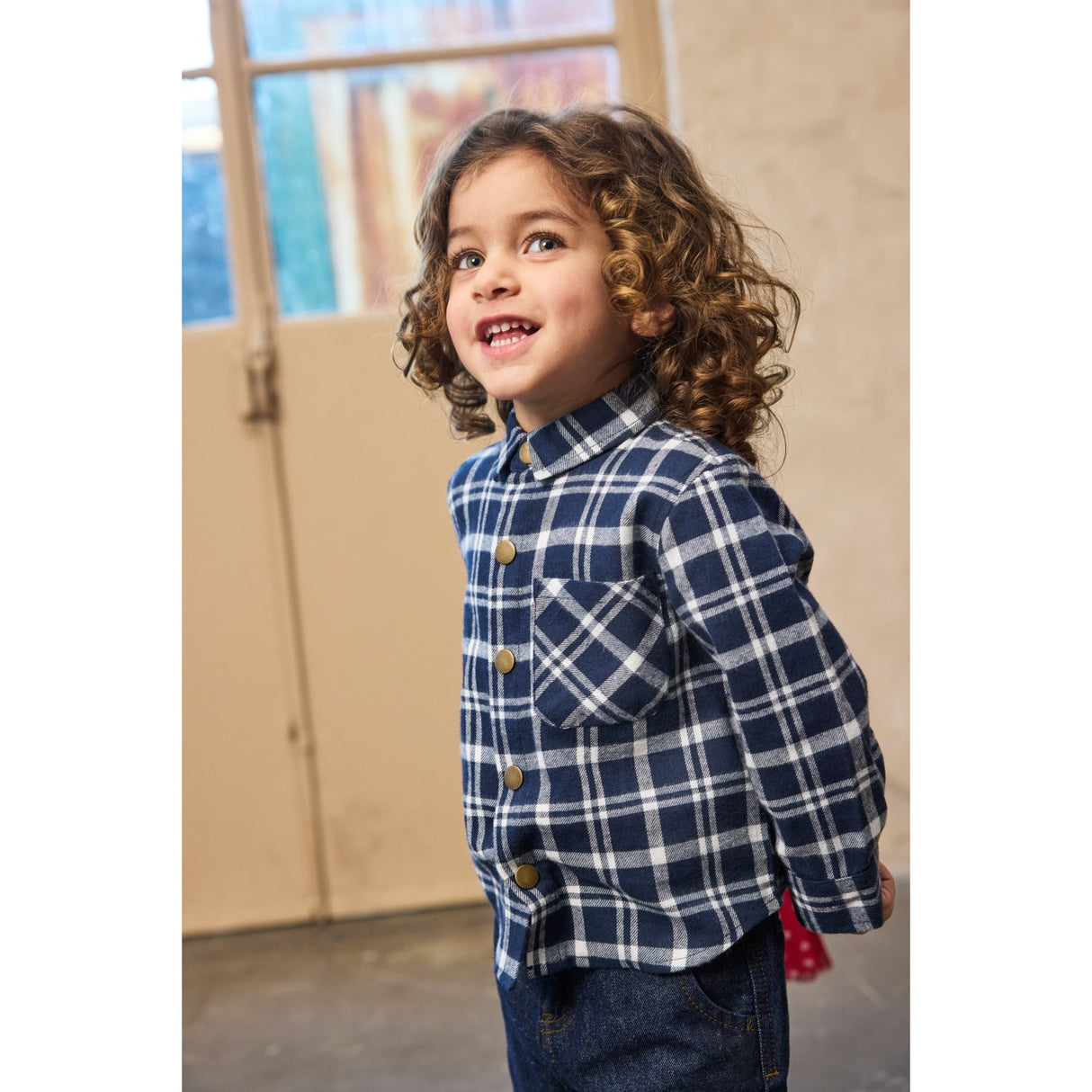 THE NEW Siblings Navy Blazer Check Riggs L_S Flannel Shirt