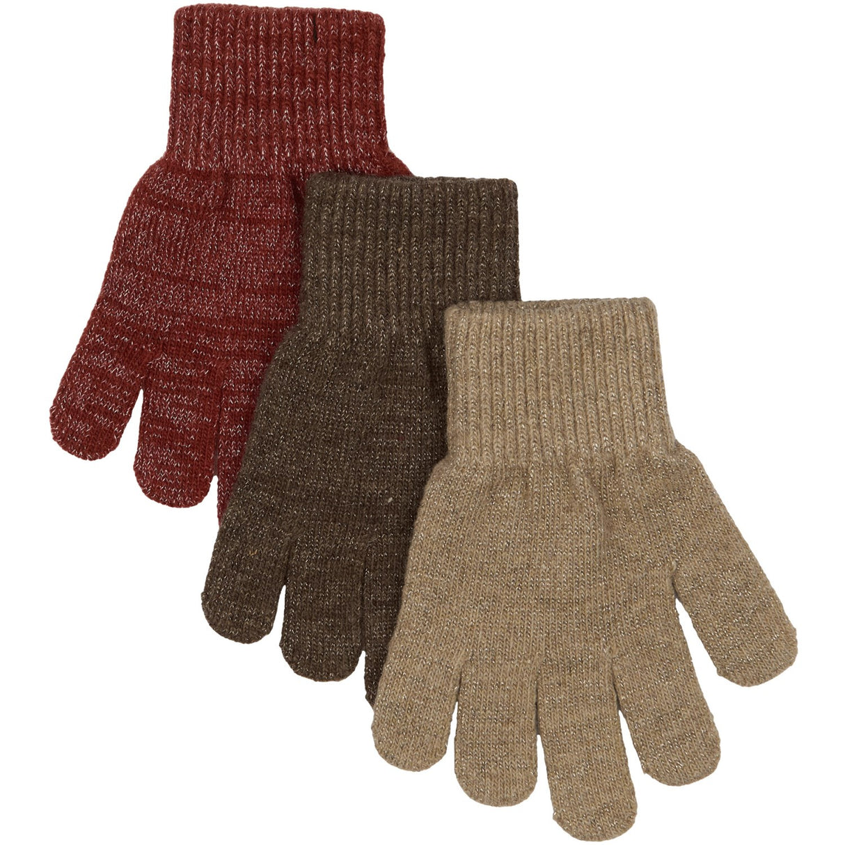 Mikk-Line Apple Butter-Chocolate Chip-Doeskin Magic Gloves 3 Pack With Lurex
