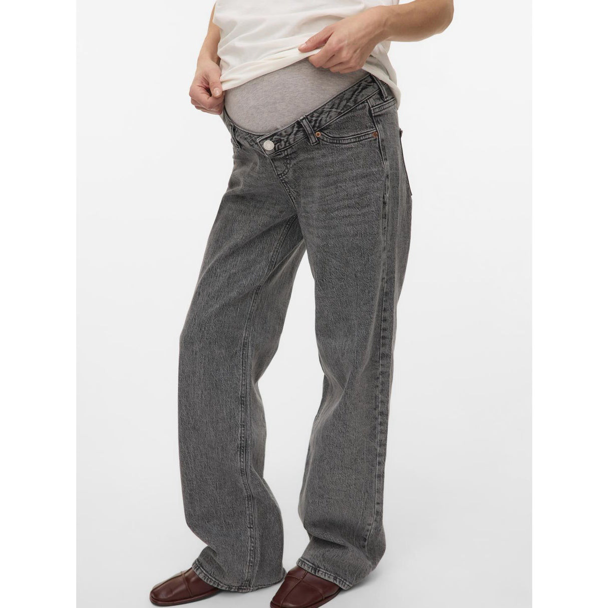 Vero Moda Maternity Medium Grey Denim Vmmtessa Wide Jeans Ra206 Ga Noos