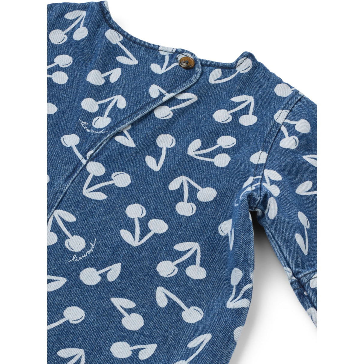 LIEWOOD Cherry Blossom / Medium Blue Denim Angelica Ss Printed Denim Dress